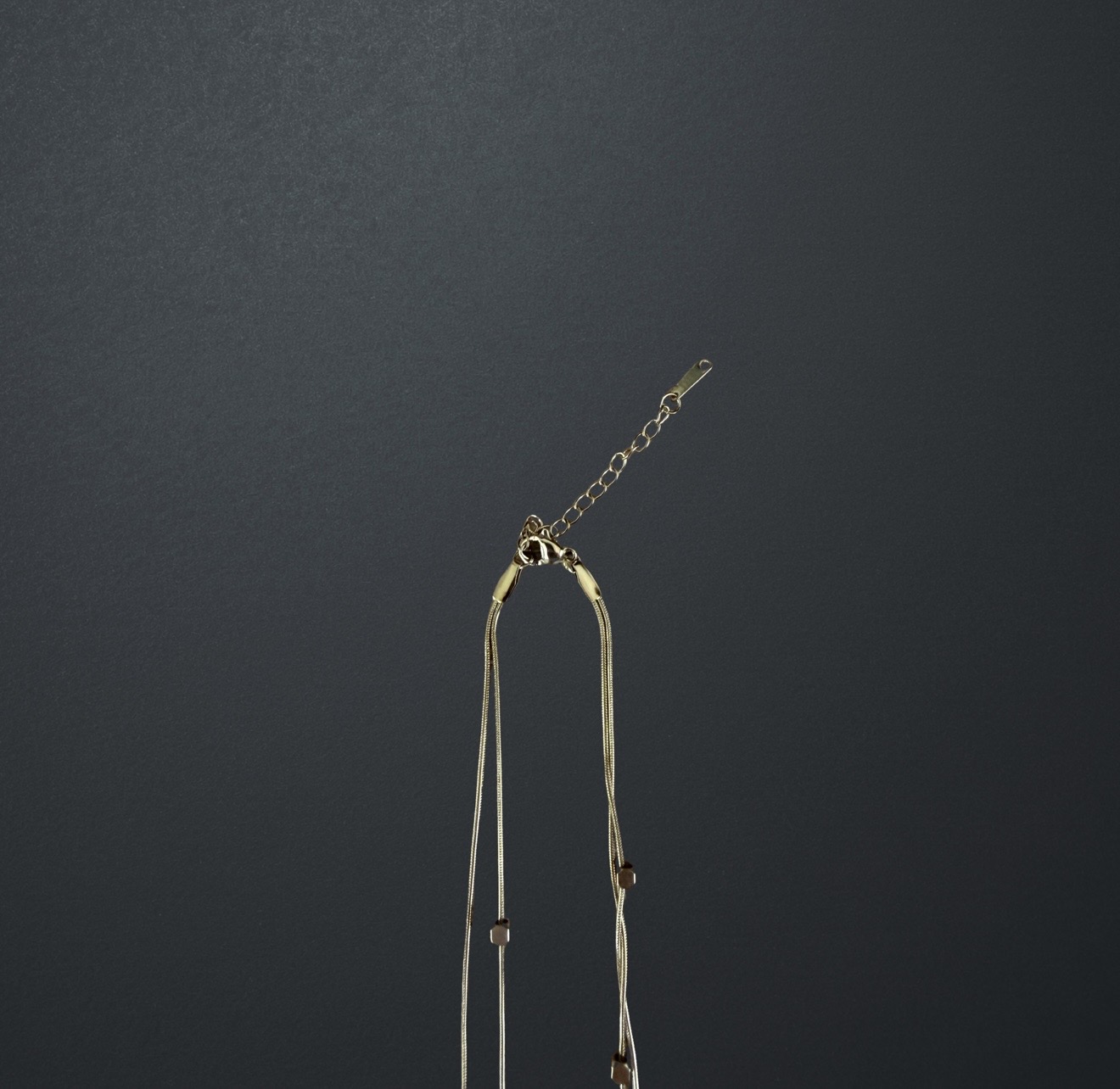Gold Stainless Steel Double-Layer Cube Bead Necklace image 3