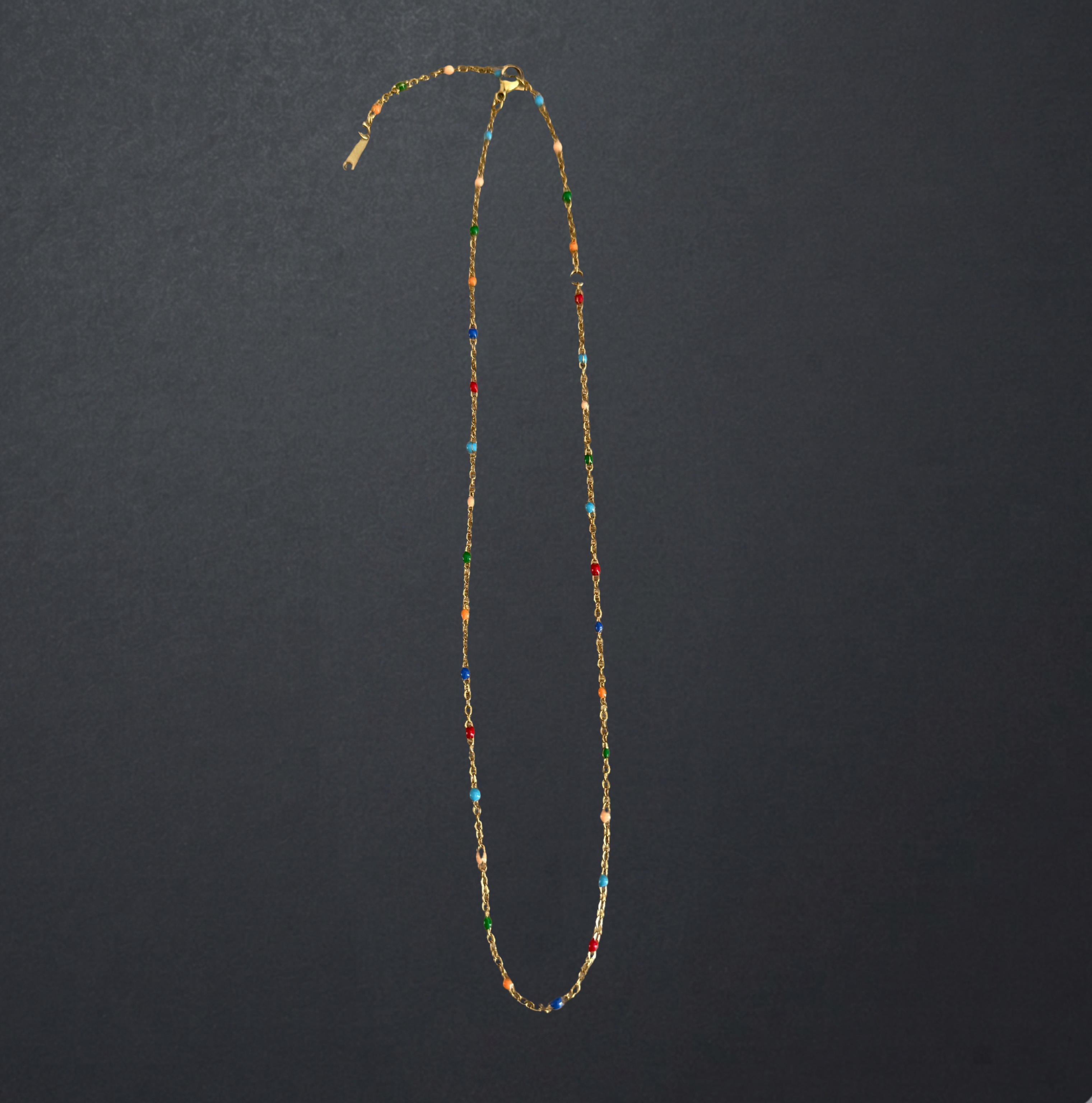 Gold Stainless Steel Colorful Enamel Bead Necklace image 2