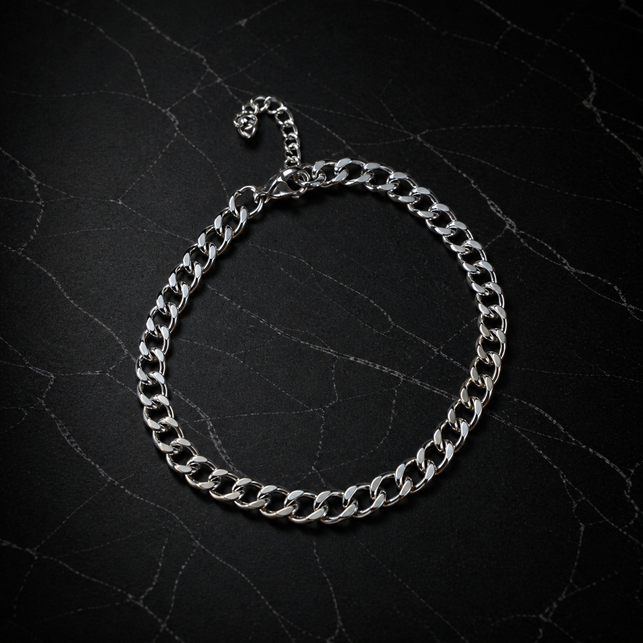Silver Stainless Steel Curb Bracelet