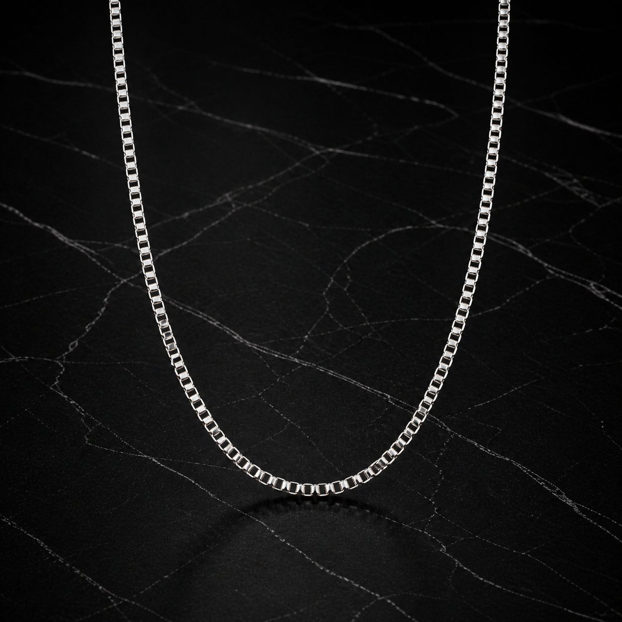 Silver Stainless Steel Box Chain Necklace